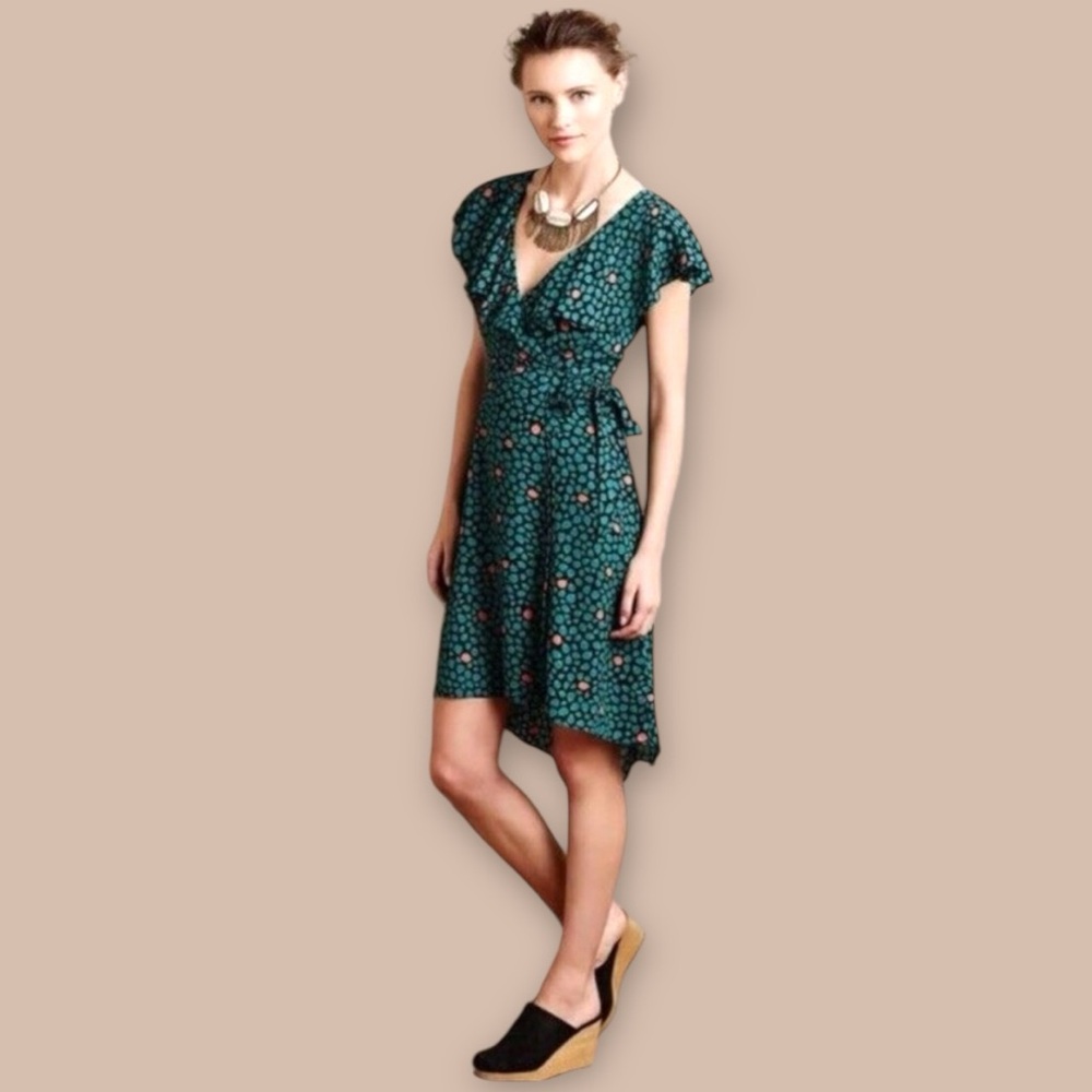 New HD in Paris x Anthropologie Women’s Faux Ruffle Wrap Dress Ruffle Feminine